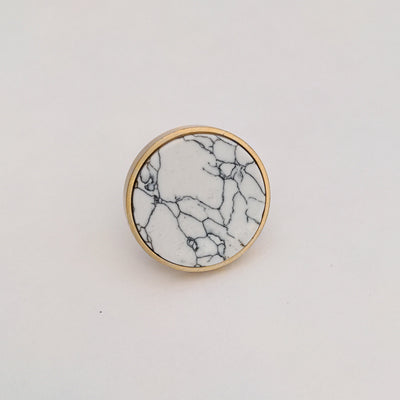 Modern Marble Knob - Round White + Black Marble Stone -  Gold Accent - Unique Drawer Pulls, Cabinet Knobs and Pulls, Unique, Decorative
