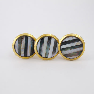 Black and White Striped Mother of Pearl Knob  Drawer Pulls and Cabinet Knobs