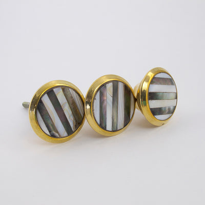 Black and White Striped Mother of Pearl Knob  Drawer Pulls and Cabinet Knobs