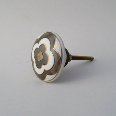 Grey + Gold Clover Knob  Drawer Pulls and Cabinet Knobs