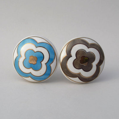 Grey + Gold Clover Knob  Drawer Pulls and Cabinet Knobs