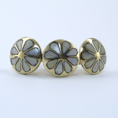 Mother of Pearl Daisy Knob  Drawer Pulls and Cabinet Knobs