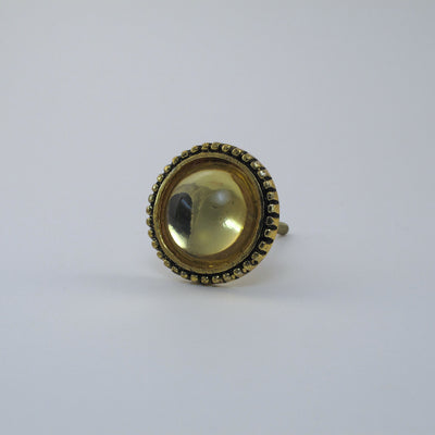 Yellow Gold + Glass Mirror Knob  Drawer Pulls and Cabinet Knobs