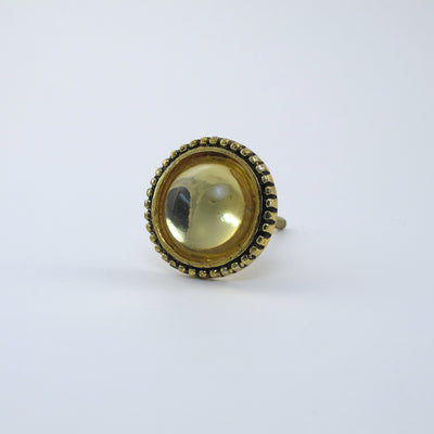 Yellow Gold + Glass Mirror Knob  Drawer Pulls and Cabinet Knobs