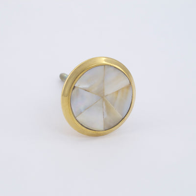 Simple Gold Faceted Mother of Pearl Knob  Drawer Pulls and Cabinet Knobs