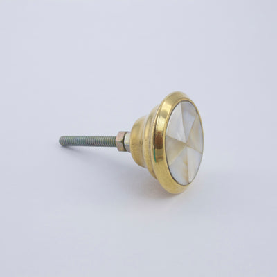 Simple Gold Faceted Mother of Pearl Knob  Drawer Pulls and Cabinet Knobs