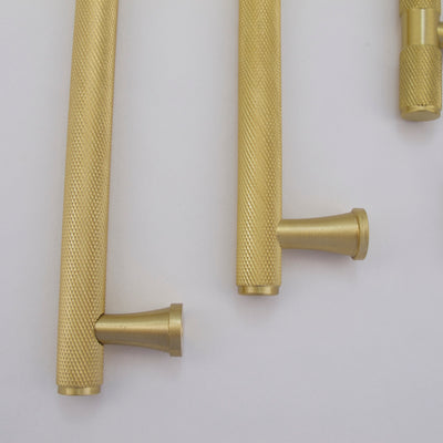 Knurled Brass T-Bar + Handles  Drawer Pulls and Cabinet Knobs
