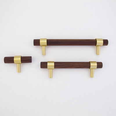 T-Bar Brass + Wood Handles  Drawer Pulls and Cabinet Knobs