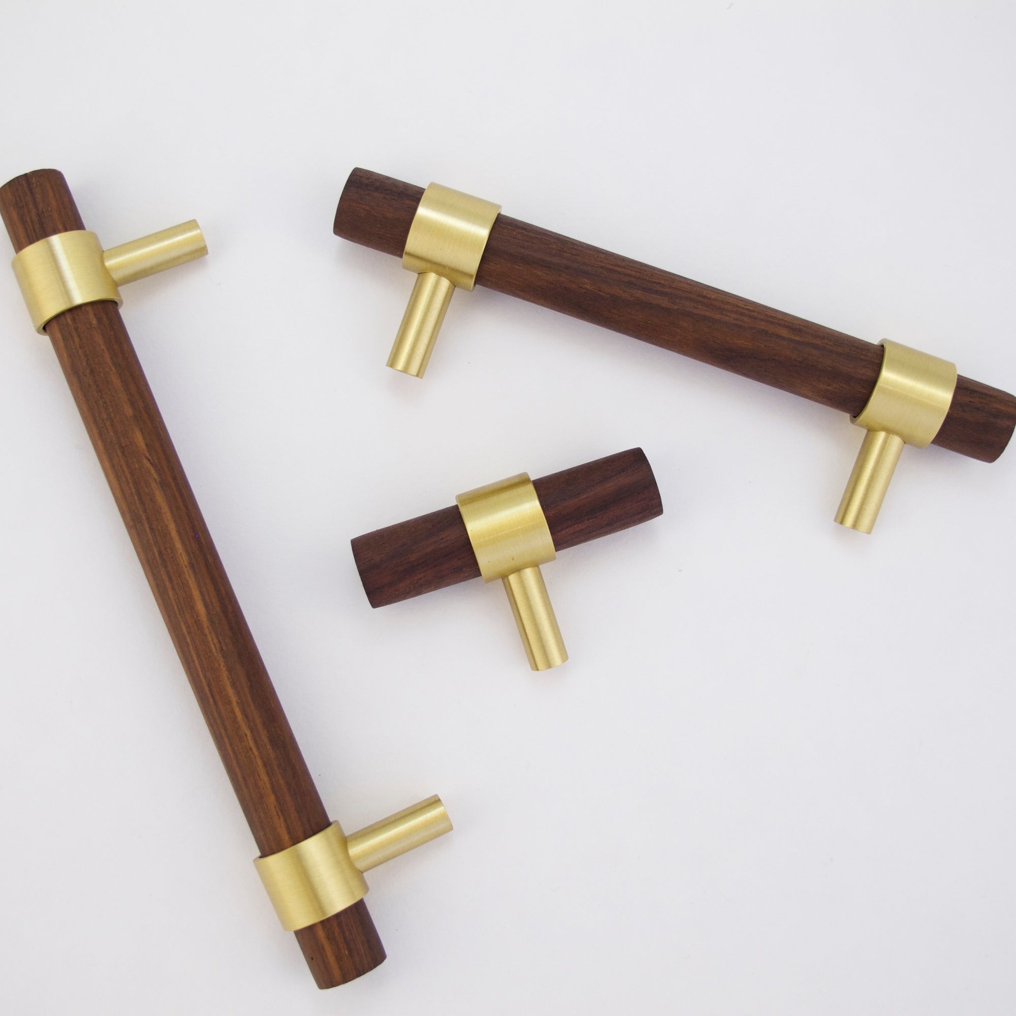 T-Bar Brass + Wood Handles  Drawer Pulls and Cabinet Knobs