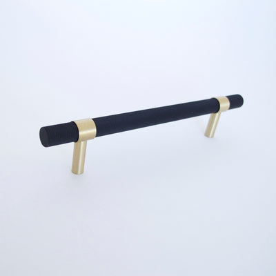 T-Bar Knurled Matte Black and Brass Dresser Handle - Hooks & Knobs T-Bar Knurled Matte Black and Brass Dresser Handle - Hooks & Knobs