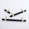 Knurled T-Bar Brass + Matte Black Handles  Drawer Pulls and Cabinet Knobs