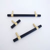 Knurled T-Bar Brass + Matte Black Handles  Drawer Pulls and Cabinet Knobs