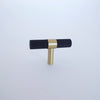 Knurled T-Bar Brass + Matte Black Handles  Drawer Pulls and Cabinet Knobs