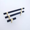 Knurled T-Bar Brass + Matte Black Handles  Drawer Pulls and Cabinet Knobs