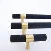 Knurled T-Bar Brass + Matte Black Handles  Drawer Pulls and Cabinet Knobs