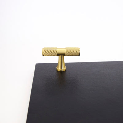 Knurled Brass T-Bar + Handles  Drawer Pulls and Cabinet Knobs