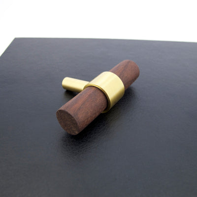 T-Bar Brass + Wood Handles T-Bar Knob Drawer Pulls and Cabinet Knobs
