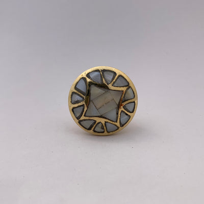 Diamond Mother of Pearl and Brass Kitchen Hardware