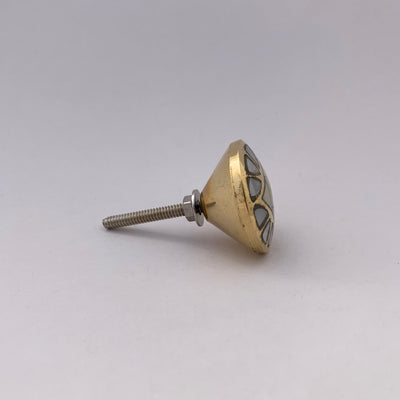 Diamond Mother of Pearl and Brass Kitchen Cabinet Hardware