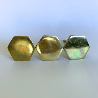 Gold Hex Knob - Shiny  Drawer Pulls and Cabinet Knobs