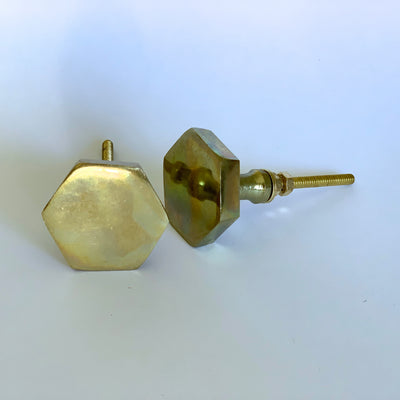 Gold Hex Knob - Shiny  Drawer Pulls and Cabinet Knobs