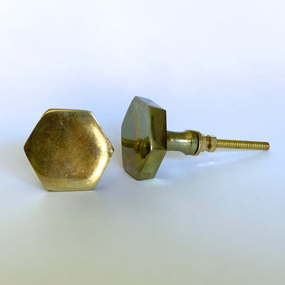 Gold Hex Knob - Shiny  Drawer Pulls and Cabinet Knobs