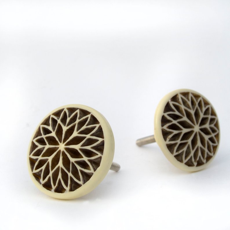 Ivory Mandela Knob  Drawer Pulls and Cabinet Knobs