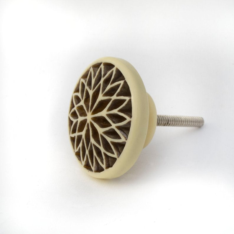 Ivory Mandela Knob  Drawer Pulls and Cabinet Knobs