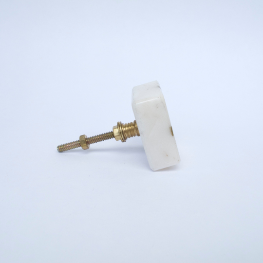 White Stone + Gold Square Knob  Drawer Pulls and Cabinet Knobs