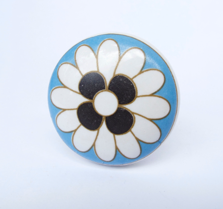 Modern Blue Daisy Knob