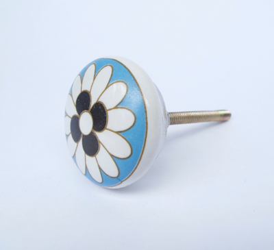 Modern Blue Daisy Knob
