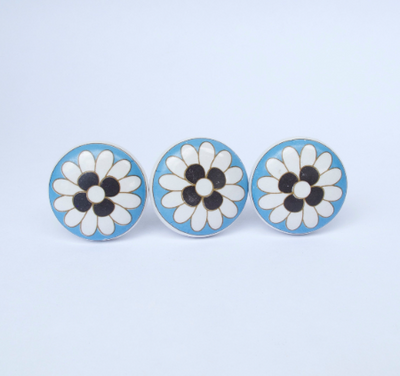 Modern Blue Daisy Knob