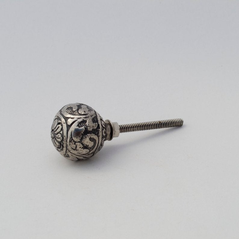 Silver Floral Ball Knob  Drawer Pulls and Cabinet Knobs