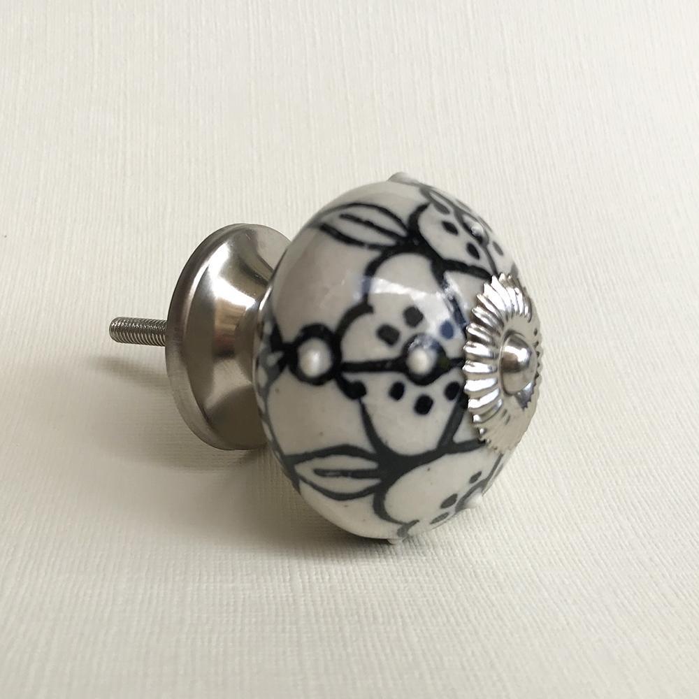 Black and White Floral Knob black/white/silver floral Drawer Pulls and Cabinet Knobs