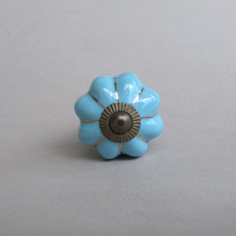 Petite Marigold Knob - Light Blue Petite Marigold Knob - Light Blue