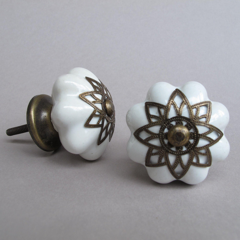 Brass Starburst Knob - White Drawer Pulls & Cabinet Knobs - Hooks & Knobs Brass Starburst Knob - White Drawer Pulls & Cabinet Knobs - Hooks & Knobs