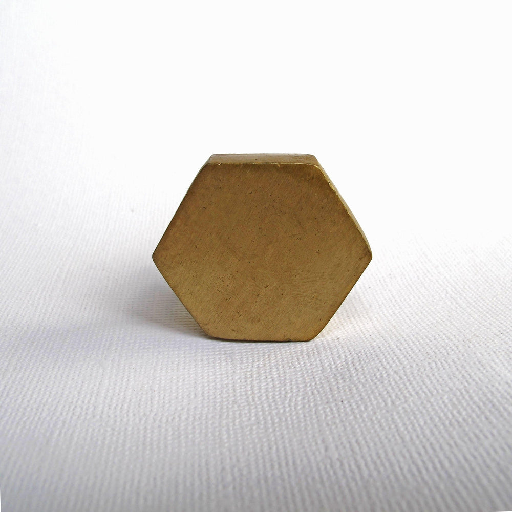 Brushed Brass Hexagon Knob  Drawer Pulls and Cabinet Knobs