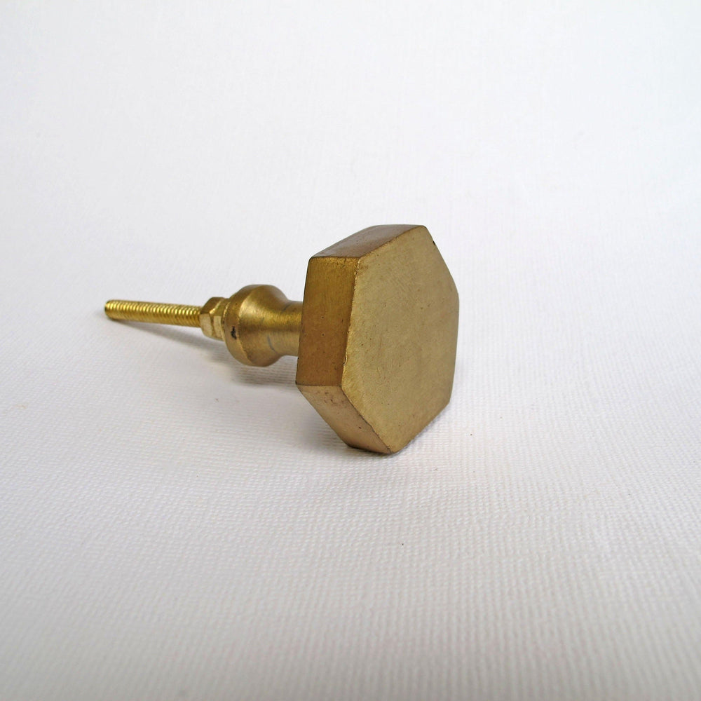 Brushed Brass Hexagon Knob  Drawer Pulls and Cabinet Knobs