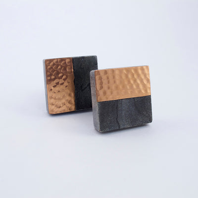Gray Stone + Copper Square Knob  Drawer Pulls and Cabinet Knobs