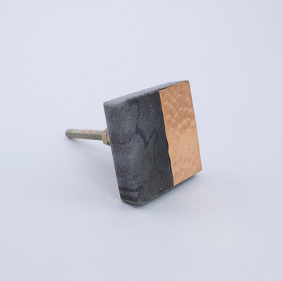 Gray Stone + Copper Square Knob  Drawer Pulls and Cabinet Knobs