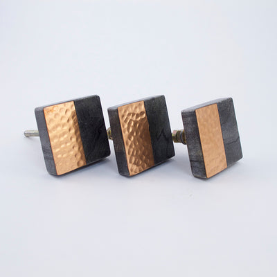 Gray Stone + Copper Square Knob  Drawer Pulls and Cabinet Knobs