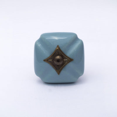 Euro Knob Light Blue Drawer Pulls and Cabinet Knobs