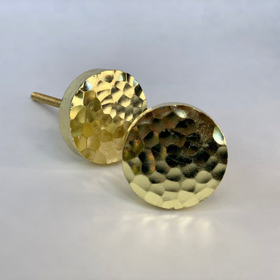 Round Hammered Gold Knob