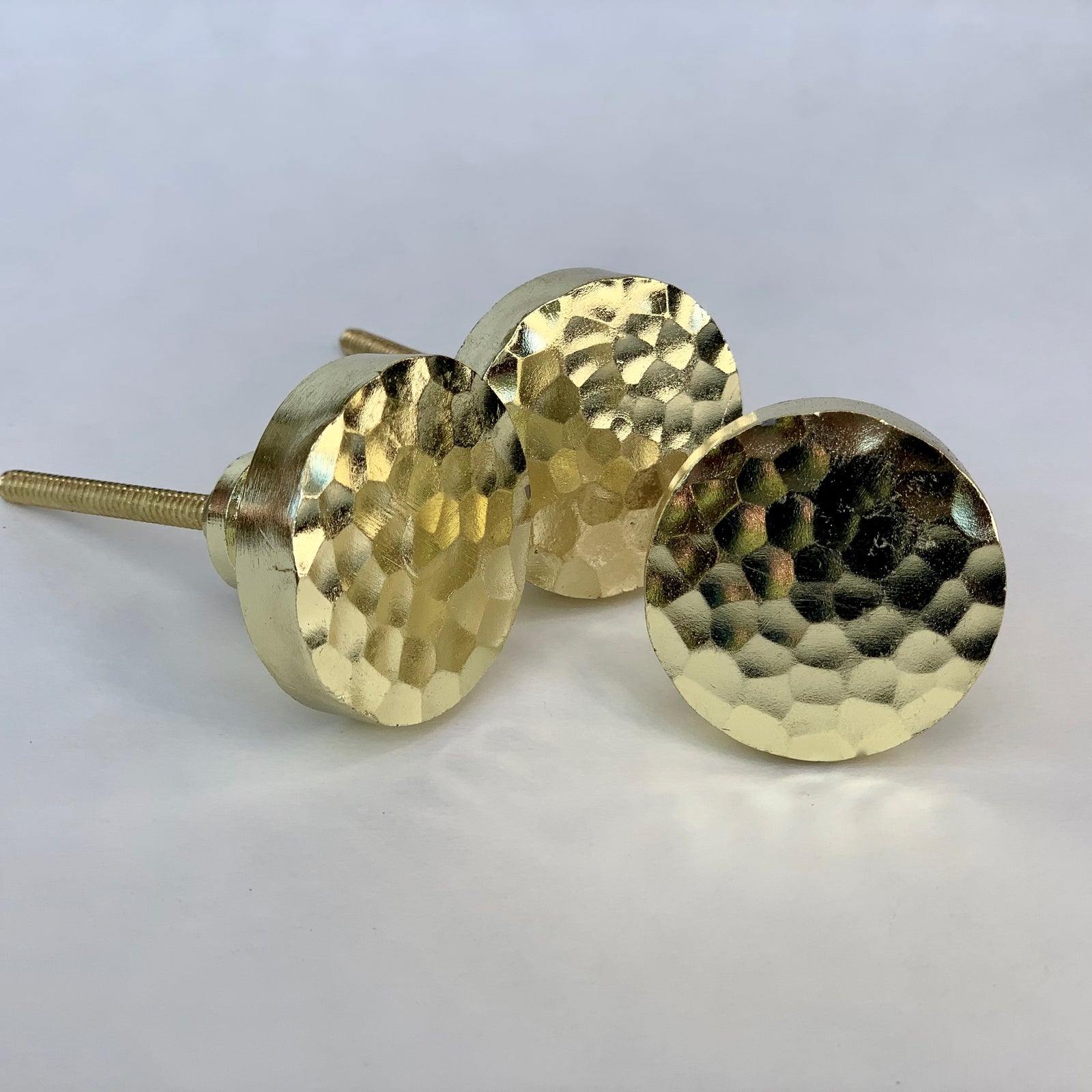 Round Hammered Gold Knob