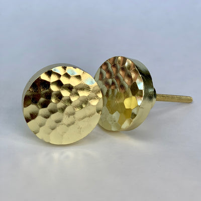 Round Hammered Gold Knob