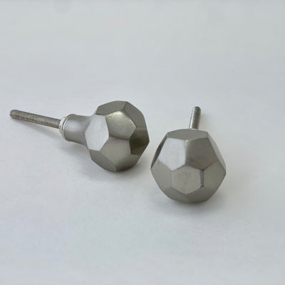 Modern Silver Hex Ball Knob