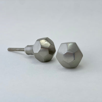 Modern Silver Hex Ball Knob
