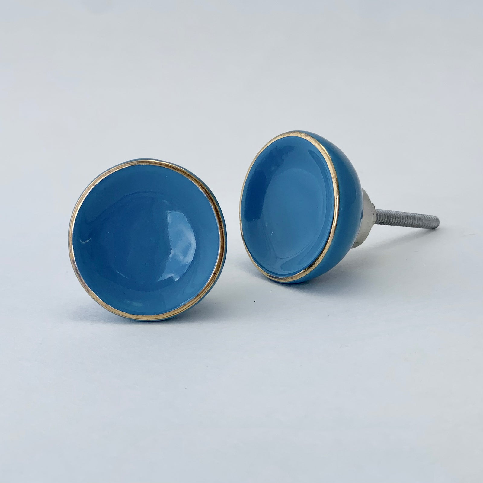 Blue Round Ceramic Knob