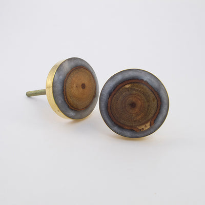 Gray + Gold Geia Circle Knob  Drawer Pulls and Cabinet Knobs