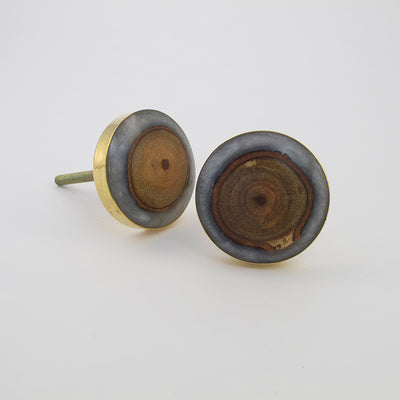 Gray + Gold Geia Circle Knob  Drawer Pulls and Cabinet Knobs